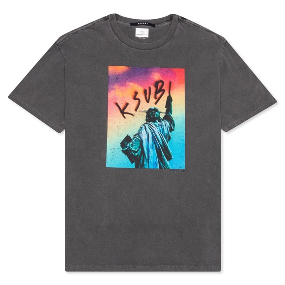 Ksubi Other - Ksubi Men’s Washed Grey Liberated Biggie Short Sleeve Tee Size Small